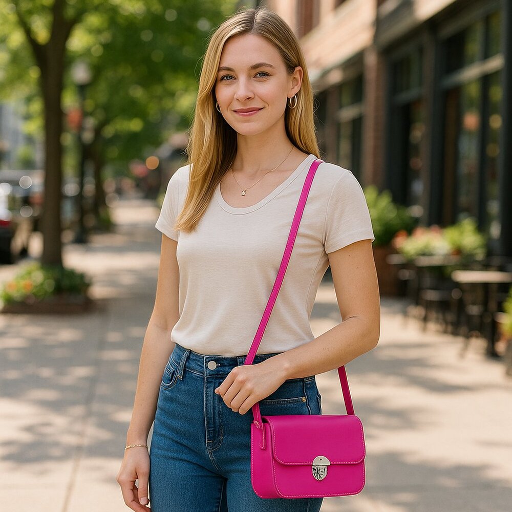 NEW Yolando Pink Vegan Leather Shoulder Bag